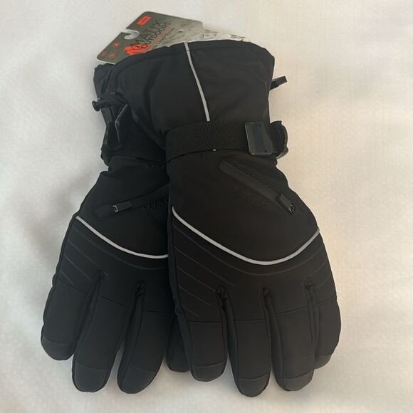 Winter Gloves Mens Large Black Fleece Lined Zip Pocket Matix - Picture 1 of 3